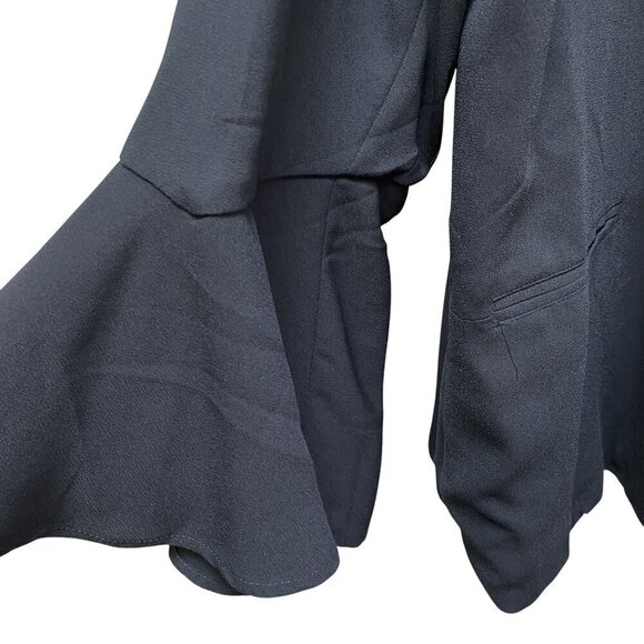 JUSTFAB Black Jacket Plus Size 2X Women Open Front Blazer Drama Sleeve NWT - Picture 4 of 11